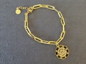 Mayamar Chain Link Charm Bracelet Adjustable 24k Gold Plated MM Charm NEW